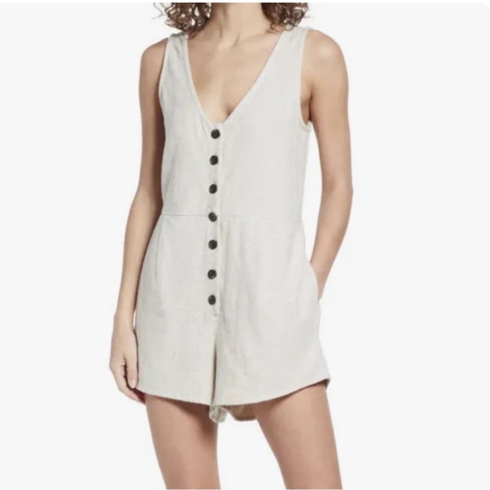 Sleeveless Cream Button-Up Romper